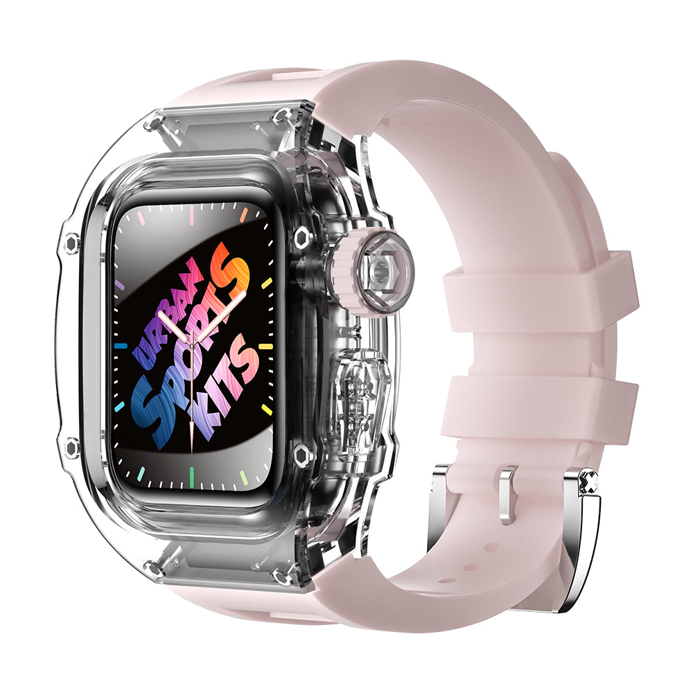 www. Luxury Strap for Apple Watch Band Series 8 7 6 5 Resin Lady Bracelet Band Color: Transparent, Band Width: 42mm / 44mm / 45mm / 49mm